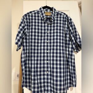 Classic Navy Checkered Button-Down Shirt